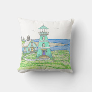 Faro de verano 3; Almohada de interior; Azul