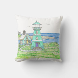 Faro de verano 3; almohada interior; Aqua