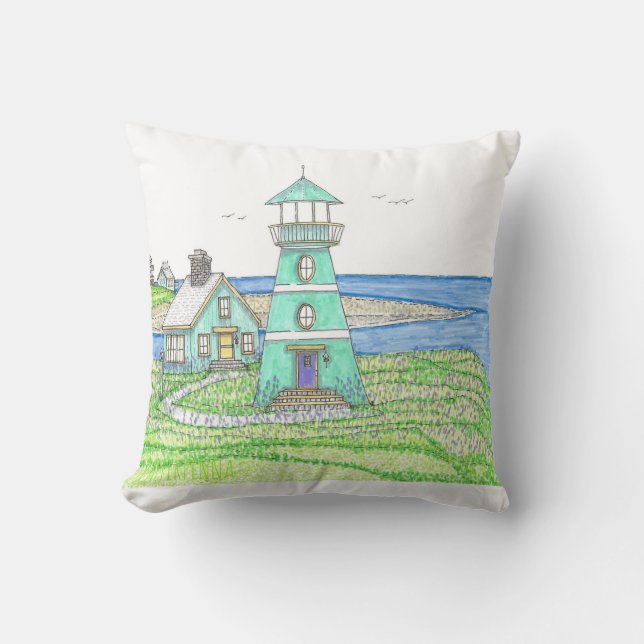 Faro de verano 3; almohada interior; Aqua (Anverso)