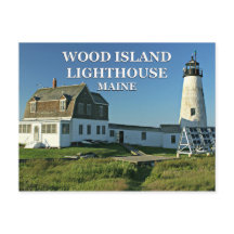 Faro de Wood Island, postal Maine