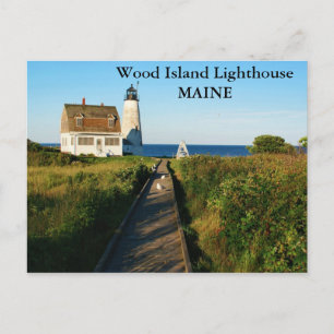 Faro de Wood Island, postal Maine