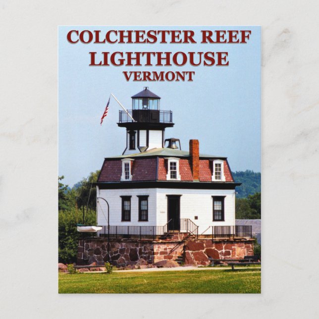 Faro del Arrecife de Colchester, postal de Vermont (Anverso)