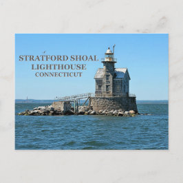 Faro del atolón de Stratford, postal de Connecticu