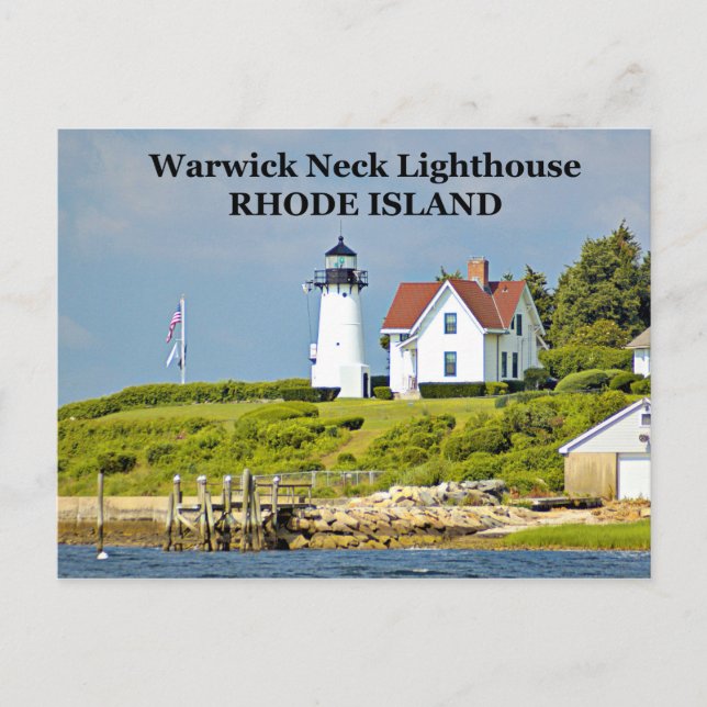 Faro del cuello de bruwick, postal de Rhode Island (Anverso)