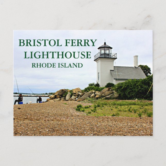 Faro del ferry de Bristol, postal de Rhode Island (Anverso)