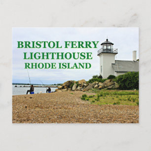 Faro del ferry de Bristol, postal de Rhode Island