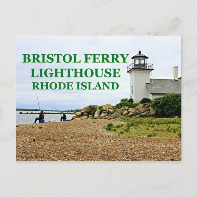 Faro del ferry de Bristol, postal de Rhode Island (Anverso)