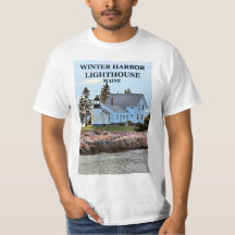 Faro del puerto del invierno, camiseta de Maine
