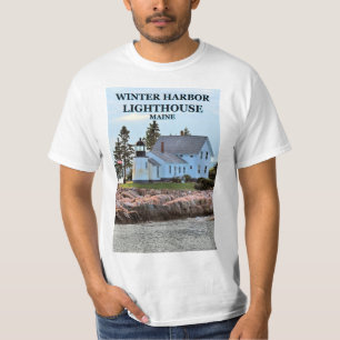 Faro del puerto del invierno, camiseta de Maine