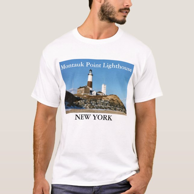 Faro del punto de Montauk, camiseta de Nueva York (Anverso)