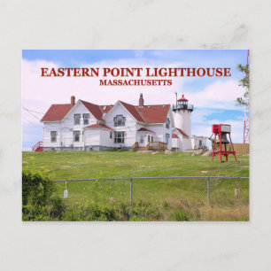 Faro del punto oriental, postal de Massachusetts