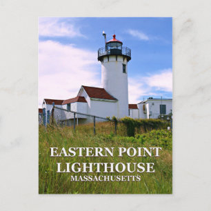 Faro del punto oriental, postal de Massachusetts