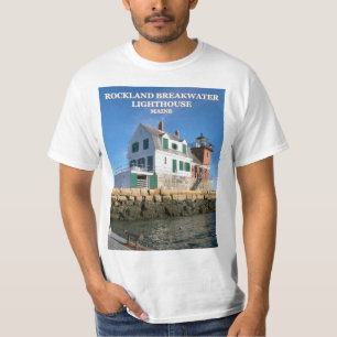 Faro del rompeolas de Rockland, camiseta de Maine