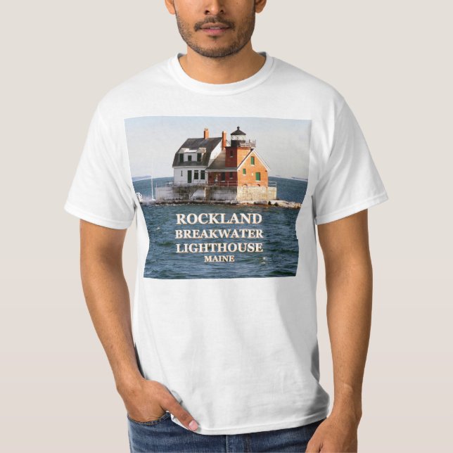 Faro del rompeolas de Rockland, camiseta de Maine (Anverso)