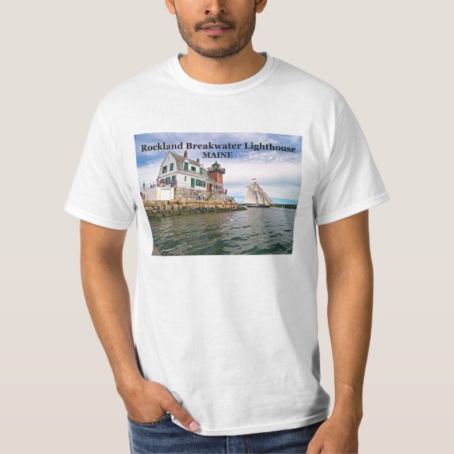 Faro del rompeolas de Rockland, camiseta de Maine (Anverso)