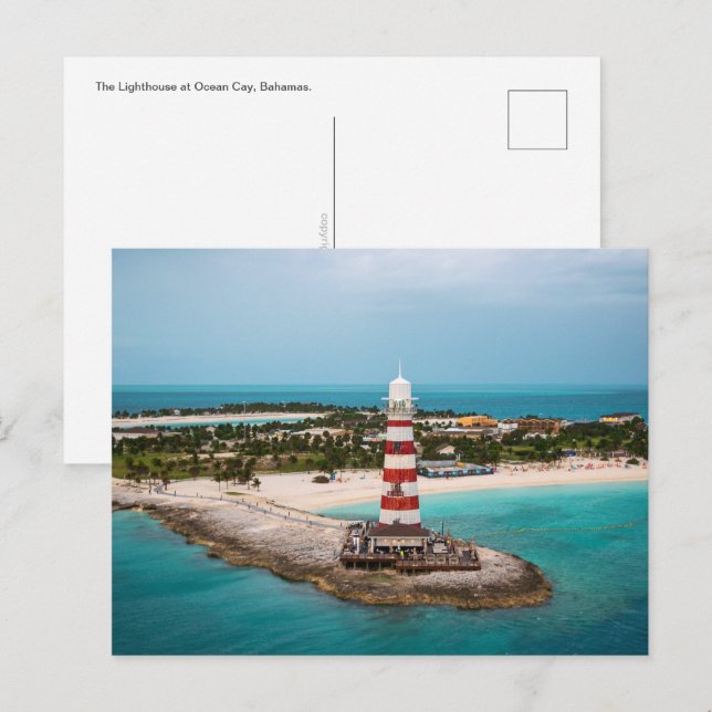 Faro en Ocean Cay, Bahamas postal (Anverso / Reverso)
