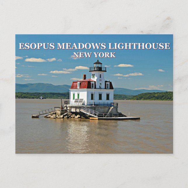 Faro Esopus Meadows, postal de Nueva York (Anverso)