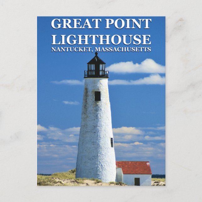 Faro Great Point, Nantucket, postal de MAMÁES (Anverso)