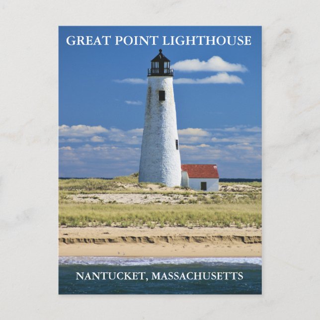 Faro Great Point, Nantucket, postal de MAMÁES (Anverso)