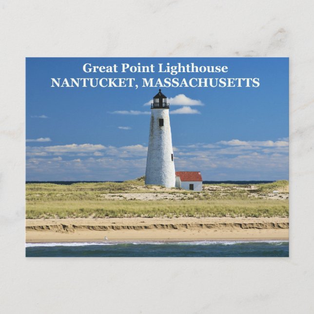 Faro Great Point, Nantucket, postal de MAMÁES (Anverso)