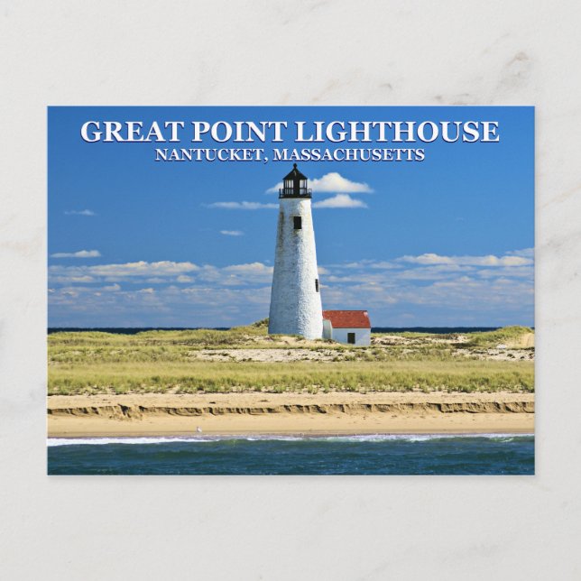 Faro Great Point, Nantucket, postal de MAMÁES (Anverso)