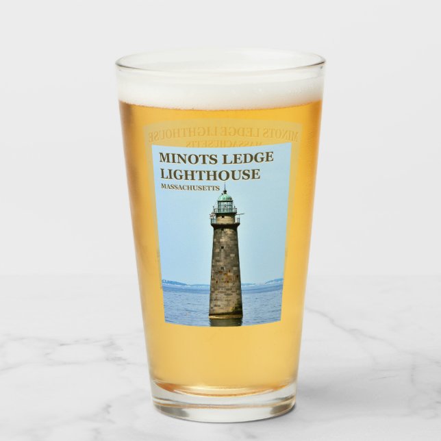 Faro Minots Ledge, vaso de pinta de Massachusetts (Anverso (lleno))
