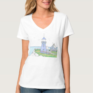 Faro morado; camiseta de cuello de mujer