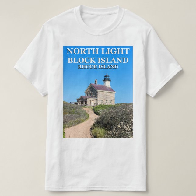 Faro norte, camiseta de Block Island RI (Diseño del anverso)