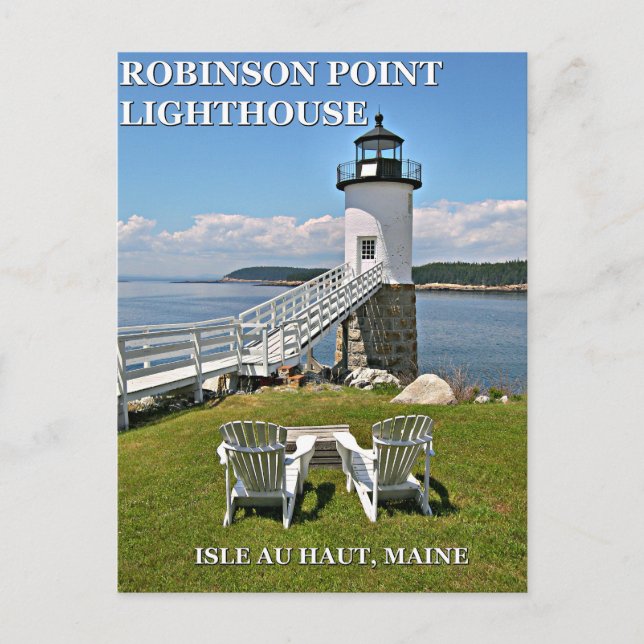 Faro Robinson Point, tarjeta postal Maine (Anverso)