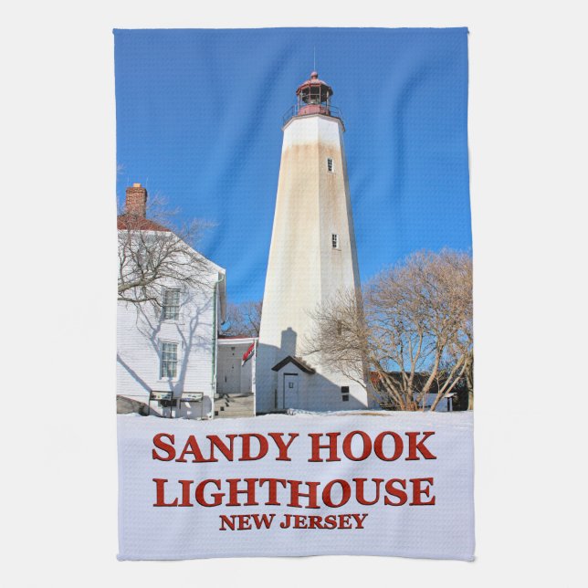 Faro Sandy Hook, Toalla de Té de Nueva Jersey (Vertical)