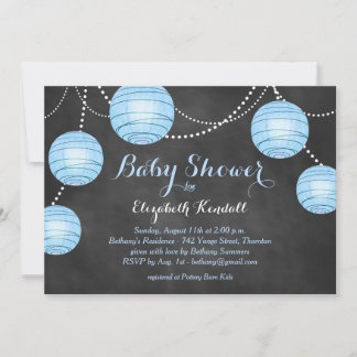 Faroles azules en la invitación de Baby Shower a C