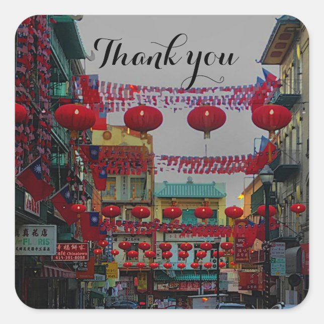 Faroles Chinatown de San Francisco #4 Pegatinas (Anverso)