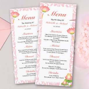 Faroles Elegantes de Loto Rosa Menú de Boda Hindú