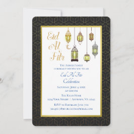 Faroles negros y dorados | Invitación de Eid Al Fi