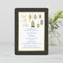 Faroles negros y dorados | Invitación de Eid Al Fi