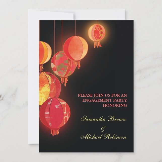 Faroles rojos: Invitaciones de compromiso (Anverso)
