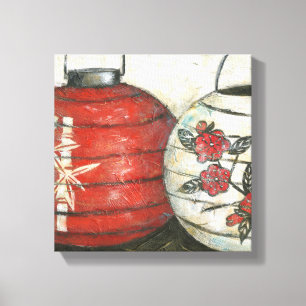 Faros chinos de Año Nuevo con impresión floral