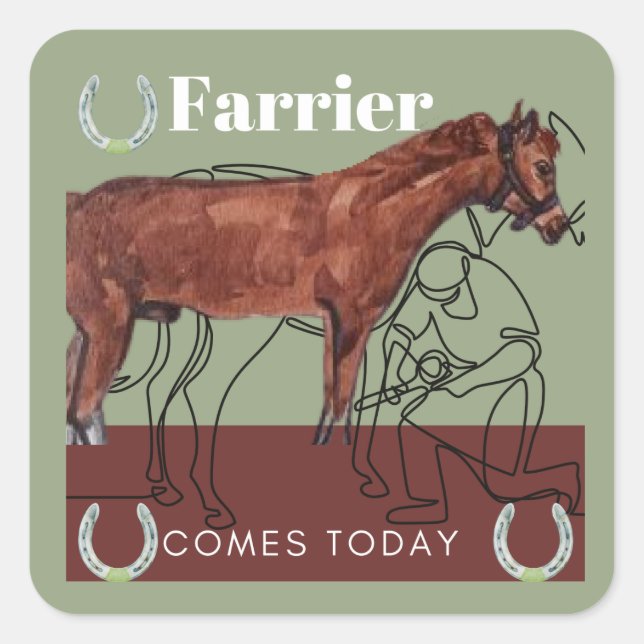 farrier viene hoy pegatina cuadrado (Anverso)