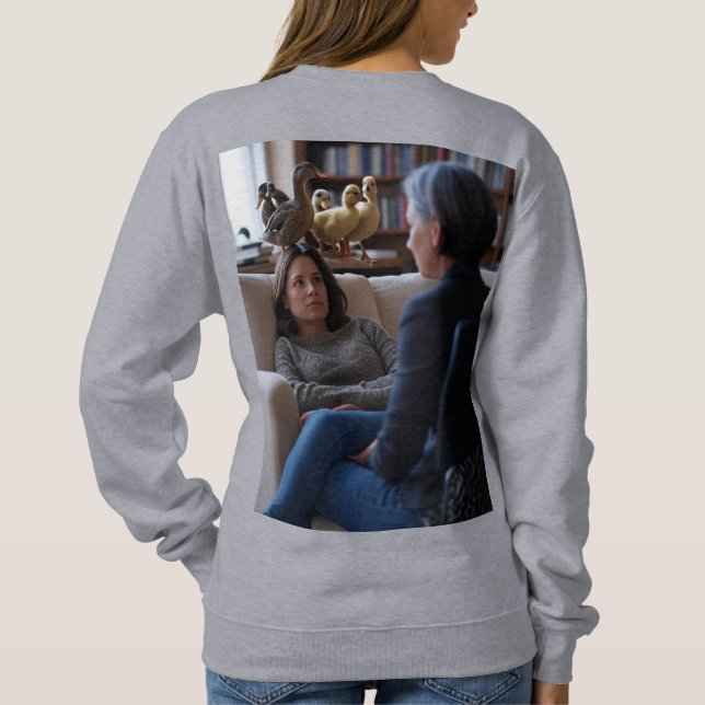 Fascinación con patos mujer sudadera gris espalda (Reverso)