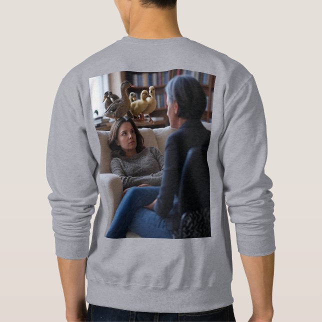 Fascinación Con pollos hombres sudadera gris de es (Reverso)