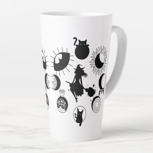 Fase de luna de bruja gran taza de lata, café, gót (Ángulo derecho)