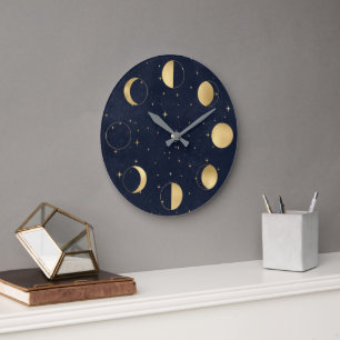 Fases celestes de la luna dorada reloj de pared ac