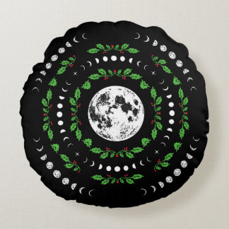 Fases de la luna almohada redonda mandala