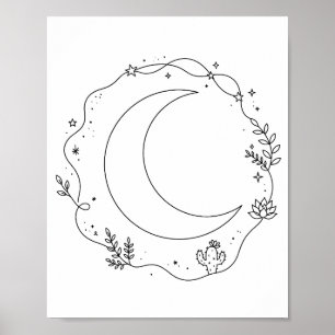 Fases de la luna bohemia arte de línea Decoración