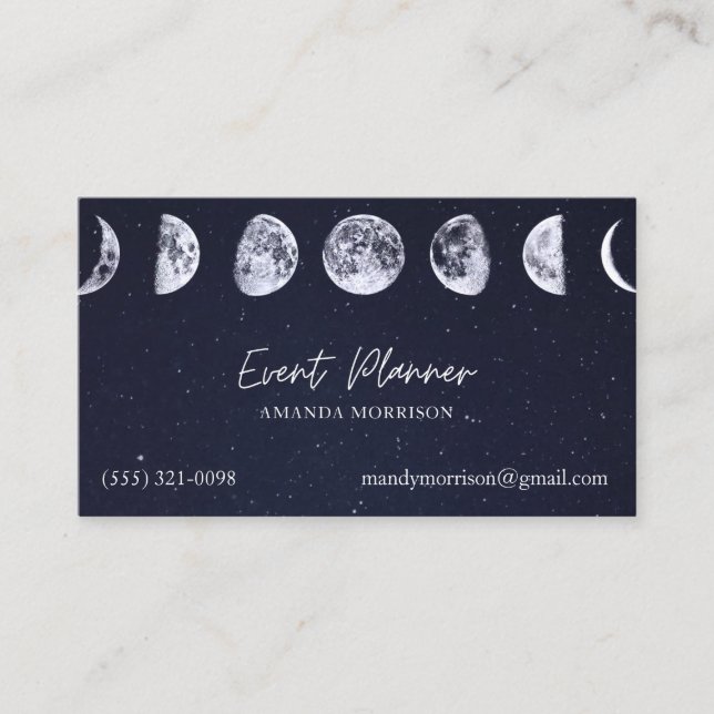 Fases de la luna Tarjetas de presentación del Plan (Anverso)