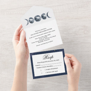 Fases Lunares en una sola Tarjeta de Boda