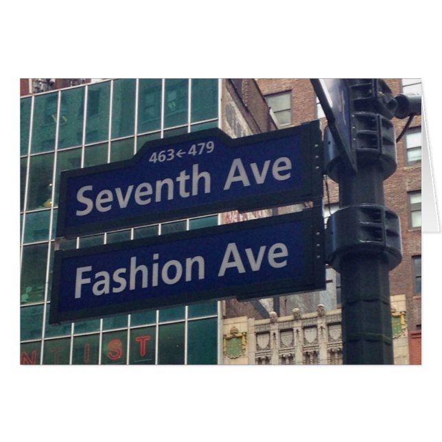 Fashion 7th Avenue Street Rótulo NYC New York Card (Anverso (Horizontal))