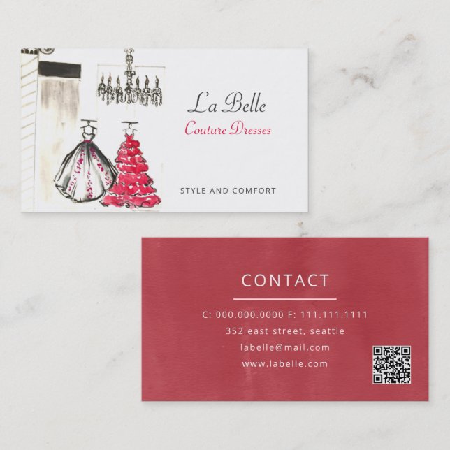 Fashion Boutique Couture Dressmaker Tarjeta de neg (Anverso / Reverso)