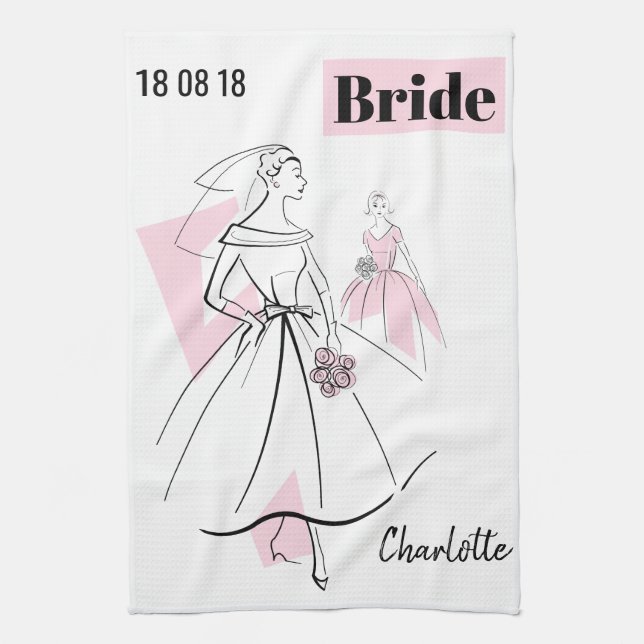 Fashion Bride Pink Group Bride toalla de cocina (Vertical)