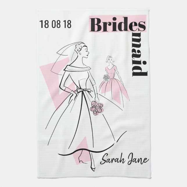 Fashion Bride Pink Group Bridesmaid toalla de coci (Vertical)
